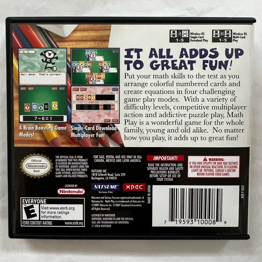 Nintendo DS Math Play game